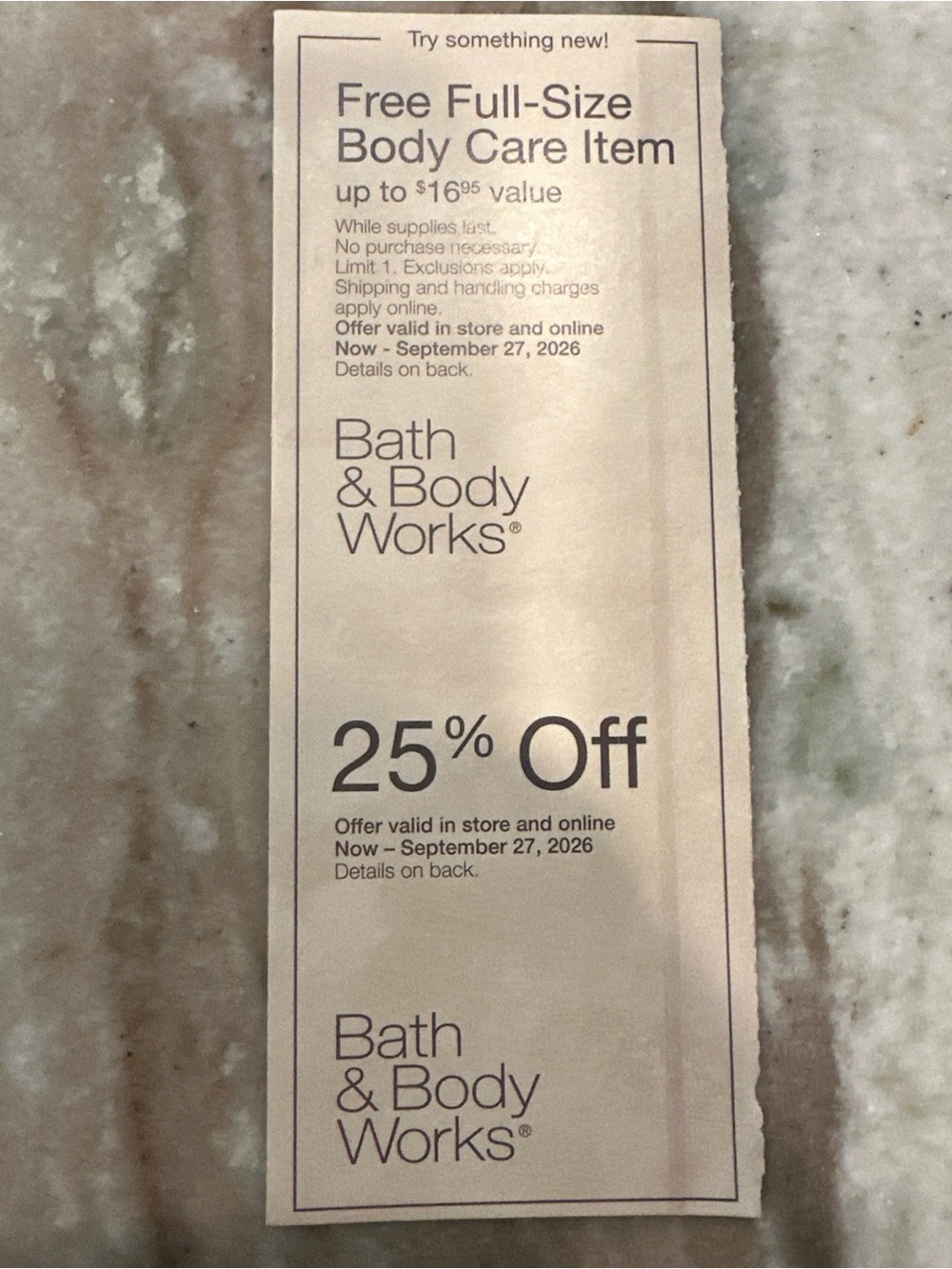 Bath & Body Works Coupon - Free Body Care Item & 25% Off September 27, 2026